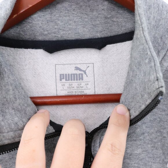 Puma | Mens Full Zip Up Sweatshirt Large Gray Logo - Picture 4 of 7